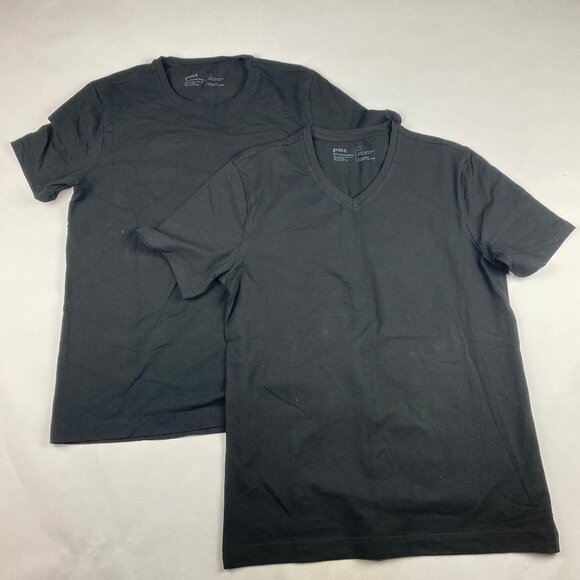 Pact Organic Men’s Shirt Size Large Short Sleeve Black - Lot of 2 - Crew, V-Neck - Picture 1 of 10